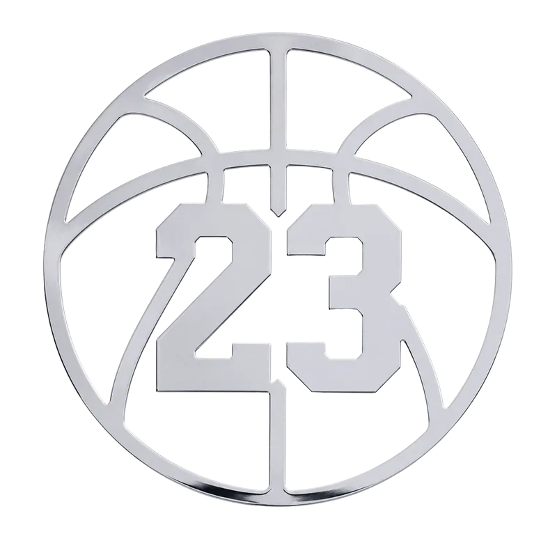 Basketball Badge, flat chrome car badge