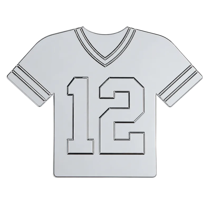 Football Number Badge, flat chrome car badge