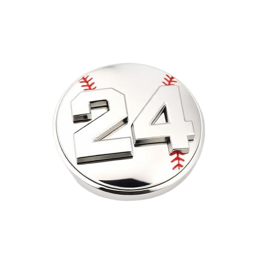 Chrome baseball number badge